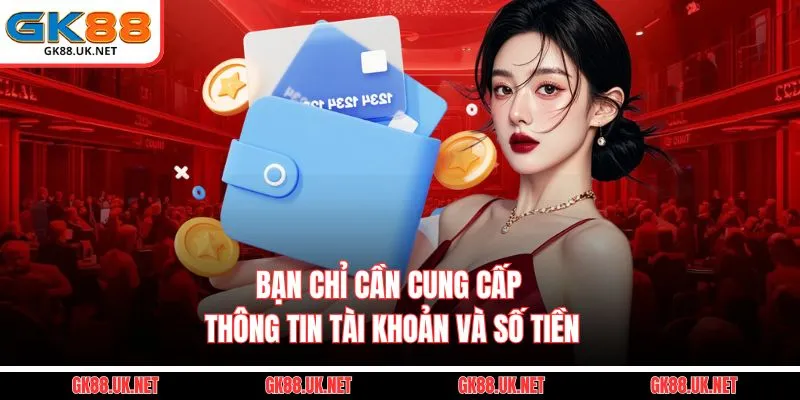 Bạn chỉ cần cung cấp thông tin tài khoản và số tiền
